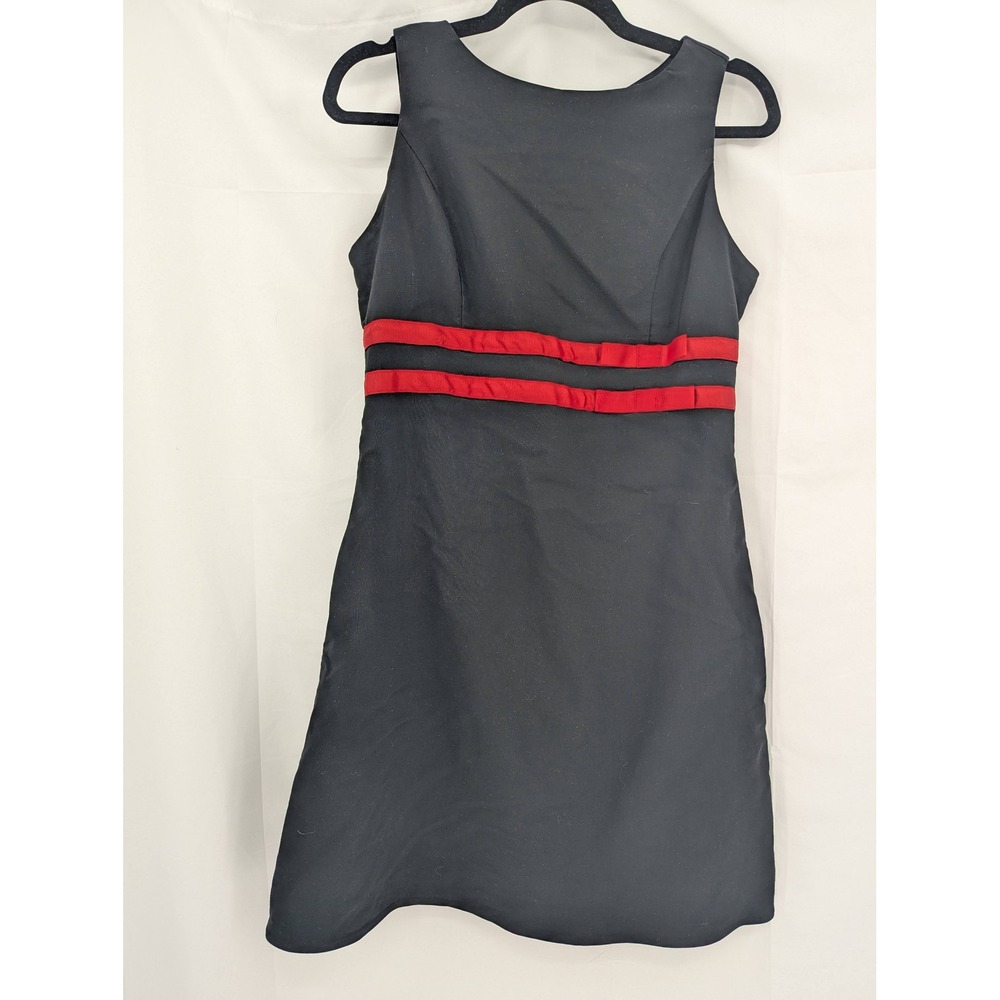 Ruby Rox Black Red Ribbon Bow A-Line Mini Dress‎ Sleeveless Size 13 LBD Retro